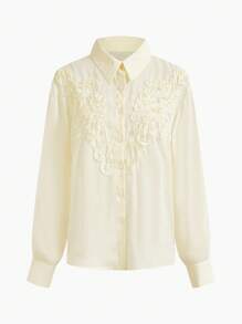 MOTF PREMIUM APPLIQUES BUTTON UP SHIRT - Apricot - View 7