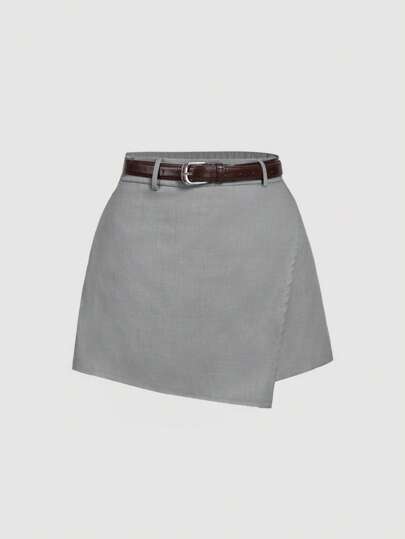 SHEIN MOD 浅灰色休闲短裤，带侧袋，夏季