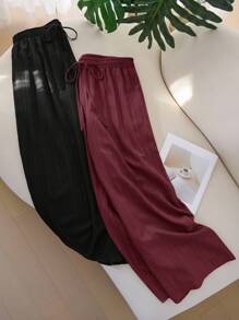 CosyJoli Plus Size Casual Textured Chiffon Basic Straight Leg Pants,Slightly Sheer,Fall Clothes For Women - Multicolor - View 3