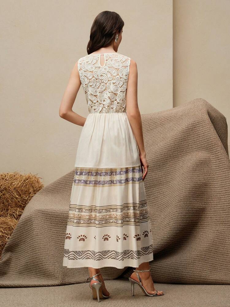 Women's Vacation Bohemian Style Tassel Waist Sleeveless Flared Dress Boho Wedding Guest Dress Bohemian Dress For Women Elegant Summer Dresses For Women