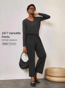 GLOWMODE 28 英寸百搭抗皱弹力小巧易穿脱工作裤，带侧袋，日常休闲办公