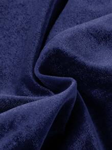 SHEIN Bộ 2 món đồ cho bé gái, áo hoodie nhung họa tiết chữ đính đá và quần ống loe, quần nỉ, trang phục, dễ thương, giản dị và cổ điển, tuyệt vời cho trang phục thường ngày và đi học hàng ngày vào mùa hè và mùa thu, cho Giáng sinh - Màu xanh lam - Xem 4