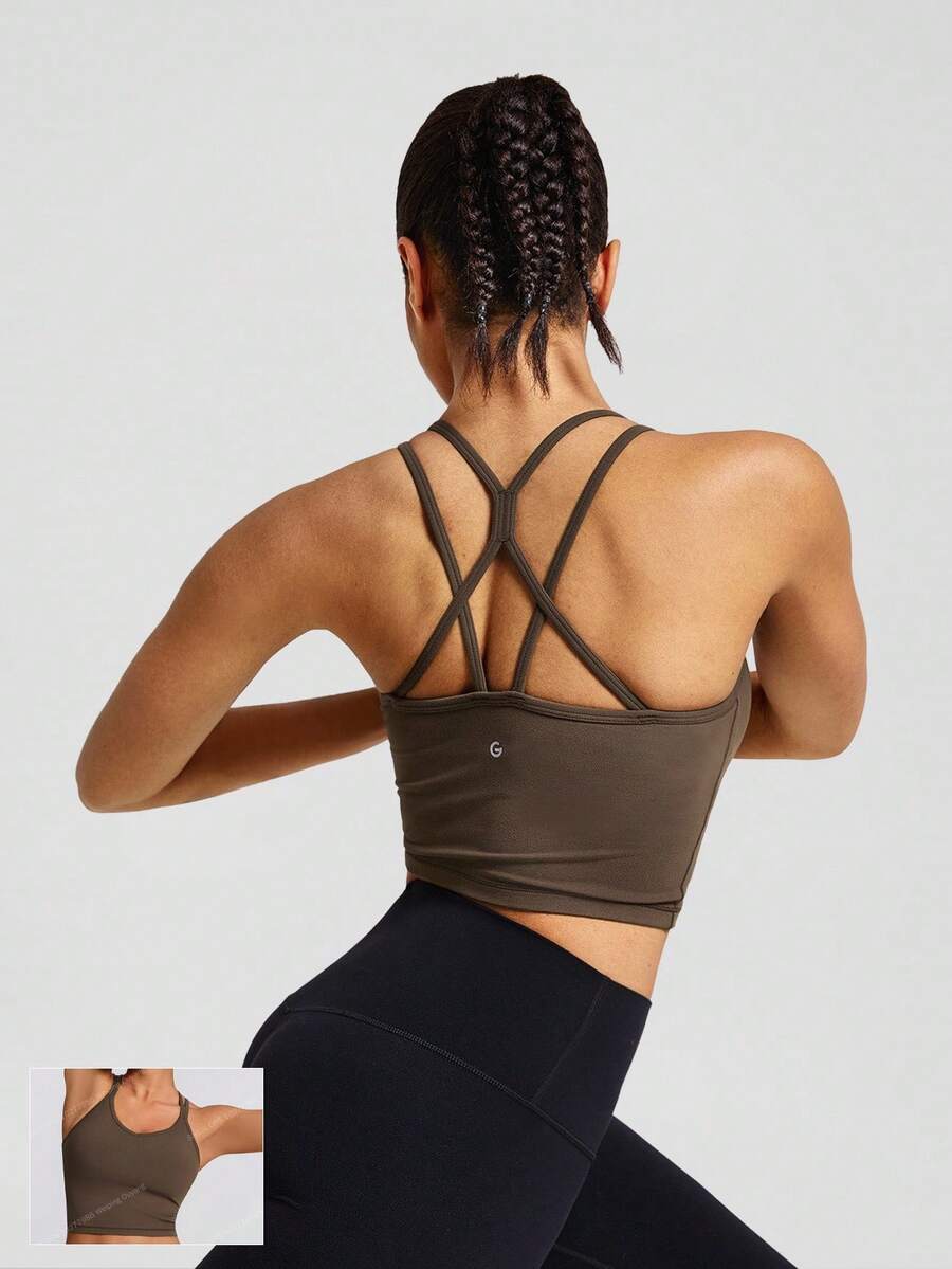 GLOWMODE FeatherFit™ Crisscross Hoạt động Xe tăng Hỗ trợ ánh sáng Thấp Yoga Hằng ngày - Cảm hứng quế - Xem 1