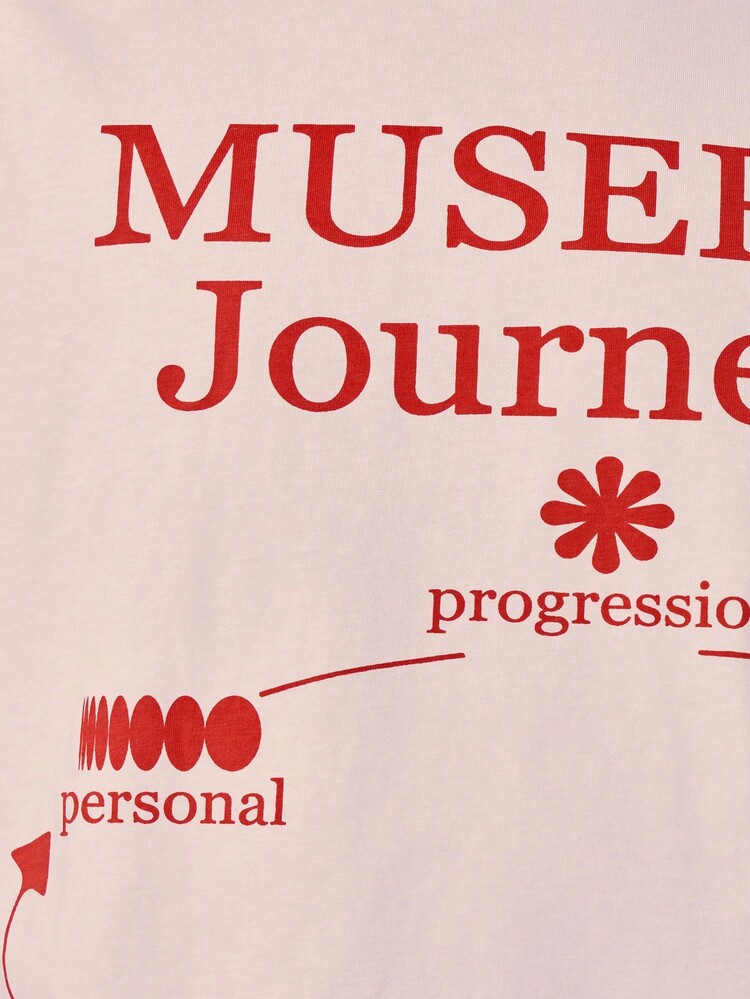 Musero Journey 图案宽松T恤，艺术印花落肩设计，适合春季、夏季、度假和假日穿着。 - 白色 - 查看 6