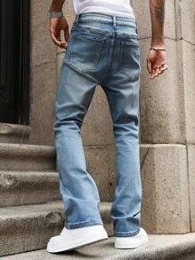 Manfinity Hypemode Men's Skinny Jeans - Soft, Comfortable, Casual, All-Season, Slim Fit Stretch Jeans - Light Wash - View 2