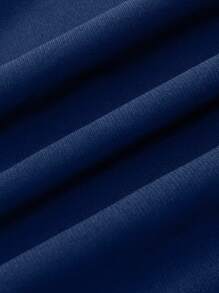 SHEIN LUNE CURVE Plus Size Women Holiday Loose Solid Color Tie Wrap Shirt And Pants 2 Pieces Set - Blue - View 5