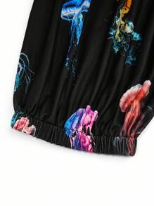 Sweetra Plus Size Women's Loose Fit Jellyfish Print Jumpsuit - Multicolor - View 4
