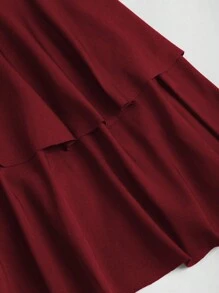 Sweetra 女式金属花朵装饰褶饰肩部褶饰下摆时尚连衣裙