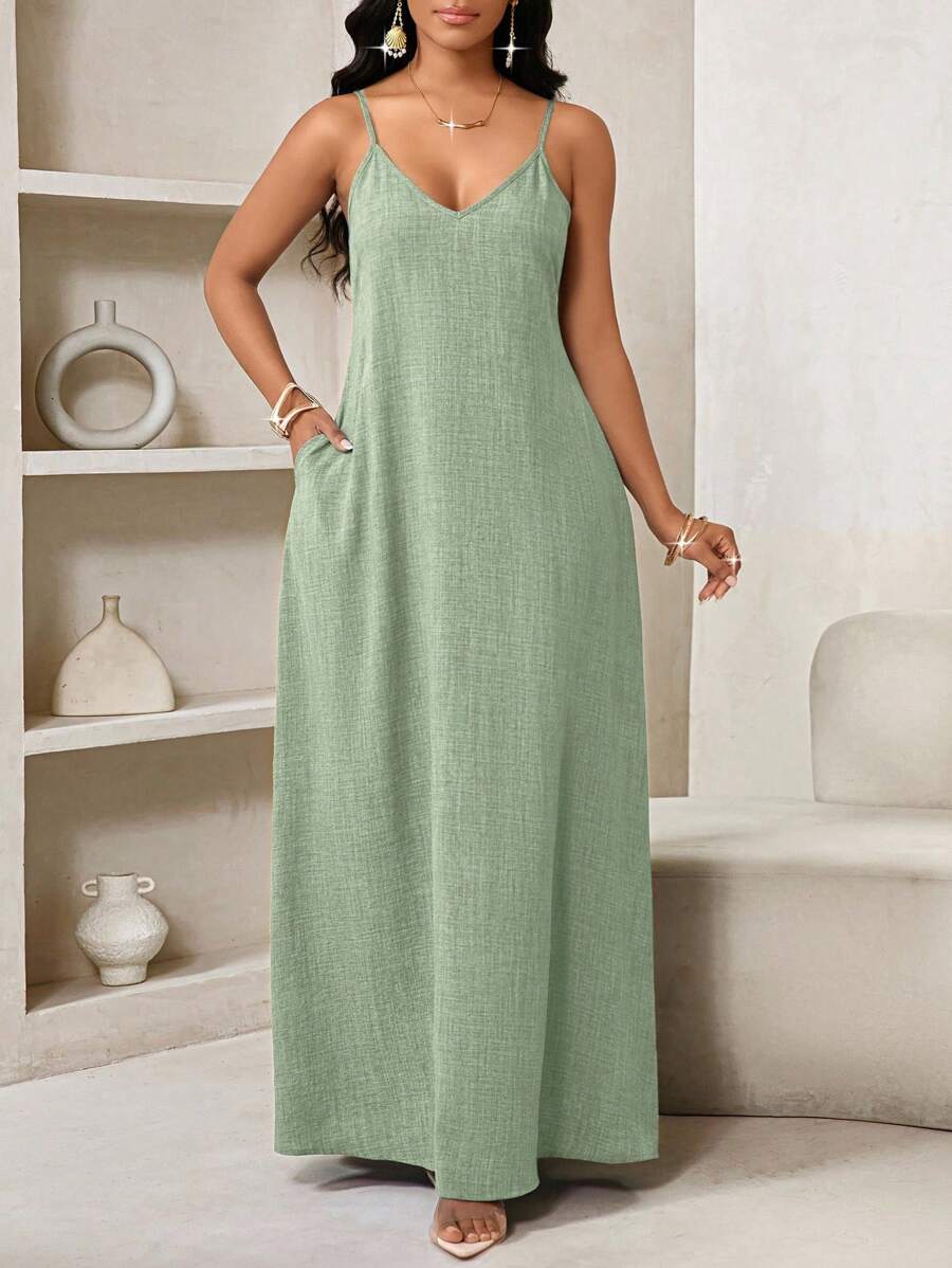 SHEIN Lady 2025 Đầm Maxi Rộng Lưng Không Dây Màu Trơn Mới Cho Nữ Phong Cách Boho Nữ Đầm Maxi Rộng Cho Nữ Đầm Dự Tiệc Sinh Nhật & Sự Kiện/Đầm Ngày Lễ Trang Phục Kỳ Nghỉ Cho Nữ Boho/Bohemia/Boho Quần Áo Nữ Áo Halter Top Quần Áo Phụ Nữ Châu Phi Đầm Cho Nữ Đầm Nhiệt Đới Mùa Hè Cho Nữ Hàng Mới Về Đầm Cho Nữ Đầm Đi Biển Đầm Phục Sinh / Đầm Phục Sinh Cho Nữ / Trang Phục Phục Sinh Cho Nữ