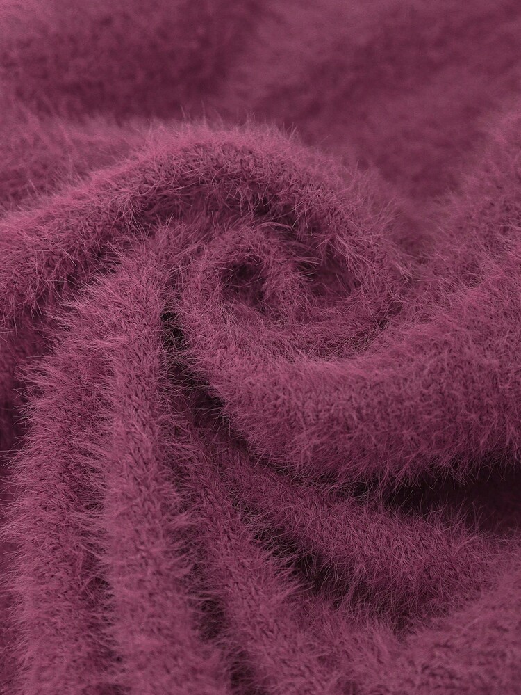 女士纯色蝴蝶结装饰长袖毛衣，紫色开衫，毛绒开衫，紫色毛衣，女士开衫，蝴蝶结开衫，女士休闲开衫，蝴蝶结结开衫，女士秋冬开衫 - 粉色 - 查看 7