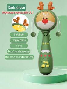 Zazumi 1PC 7.48*2.48in Baby Toy, Baby Music Swing Toy 18 Months Old, Baby Wave Drum Toy, Baby Bite Ring Toy With Music And Light, Toddler Learning Toy With Music And Light, Newborn Toy Baby Boy Girl Gift (Without Battery) - Multicolor - View 11