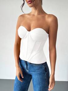 Firerie Women's Summer Solid Color Elegant Tube Top White White - White - View 4