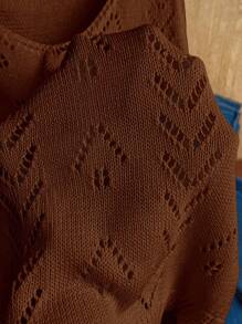 Franclia 女式纯色简约无袖针织上衣，日常穿着 - 棕色 - 查看 7