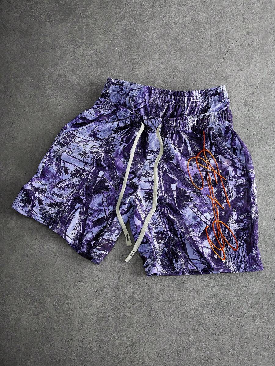 PAVTROS Manfinity Streetrush Men's 2 In 1 Camouflage Embroidered Elastic Waist Drawstring Casual Shorts - Multicolor - View 1