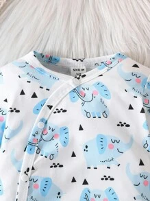 SHEIN Vintaside Kids Bộ áo liền quần họa tiết hoạt hình bé trai 2 chiếc - Nhiều màu - Xem 5
