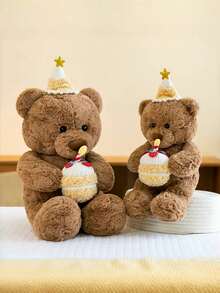 1 件可爱贝克熊毛绒玩具柔软抱枕公仔卡通厨师填充动物房间装饰生日礼物可爱家居装饰 - 彩色 - 查看 9