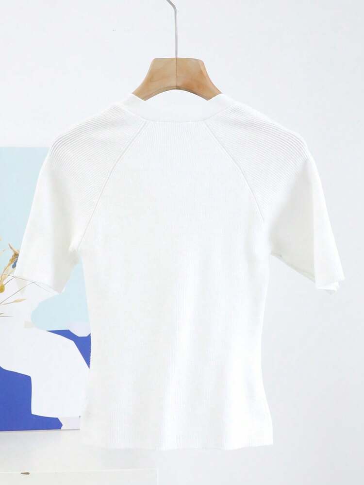 Women's Tight-Fitting Transformable Collar Knit Top, Business Casual