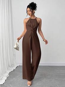 Firerie Bộ đồ liền thân hở vai màu trơn dành cho nữ, phù hợp với trang phục Rave, lễ hội, tiệc tùng, lễ hội âm nhạc, mùa tốt nghiệp, bãi biển, kỳ nghỉ, đi làm - Cà phê nâu - Xem 8