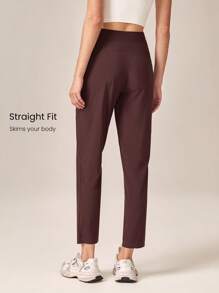 GLOWMODE 25'' VitalSwift Ultra-Light Petite Tapered Slim-Fit Slit Work Joggers Pants With Side Pockets Daily Casual Fall - Purple - View 3