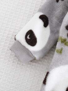 Cozy Pixies Cute Grey Baby Pajamas With Panda Print And Long Sleeves For Newborns Fall Winter - Grey - View 3