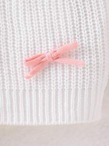 SHEIN Baby And Girl Fashionable Cute Versatile Bow Sweater Cardigan, Knitted Knitted Single Piece Outerwear Fall Winter - Beige - View 5