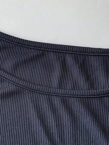 SHEIN CURVE+ 大码女式夏季休闲纯色裹身领带无袖背心和阔腿裤两件套 - 藏蓝色 - 查看 4