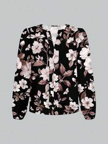 Glamance Constanza Baglietto Women Multicolour Plus Size Blouses Extra-Long Sleeve Notched Boho Plants All Over Print Plain Floral Summers Going Out Office Business Casual Fall Day Nights Women Travel Airport Streetwear Women Fall Clothes Modest Back To School Work Clothes Women Autumn And Winter Flowy Top Going Out Elegant Blouses New Year Chic Stylish Clothing Collection