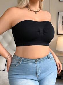 SHEIN 3件套休闲舒适简约无缝纯色无钢圈褶皱无衬里女士文胸套装 - 彩色 - 查看 5