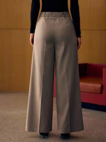 HERRINGBONE HIGH-RISE WIDE LEG PANTS, AUTUMN/WINTER - Grey - View 3