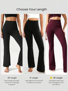 GLOWMODE 35英寸 FeatherFit™ Go Groove 超长喇叭紧身裤 低冲击瑜伽普拉提工作室日常休闲装 - 酒紅色 - 查看 5