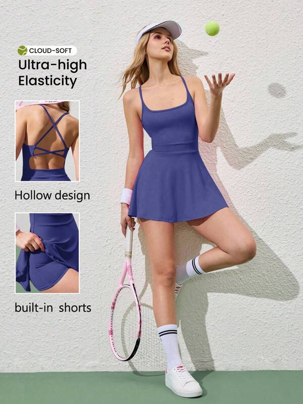 CourtClass Vestido elegante de unicolor sin mangas para mujer