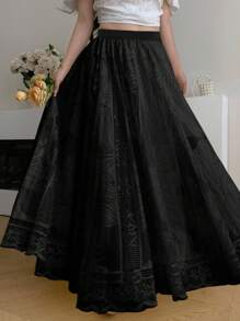 Modelyn 时尚新款蕾丝浅黄色女裙 - 黑色 - 查看 5