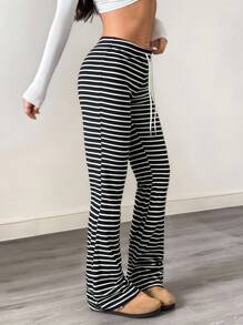 Pantalones casuales de mujer con cintura con cordón acanalado, para primavera/otoño - Multicolor - Ver 5