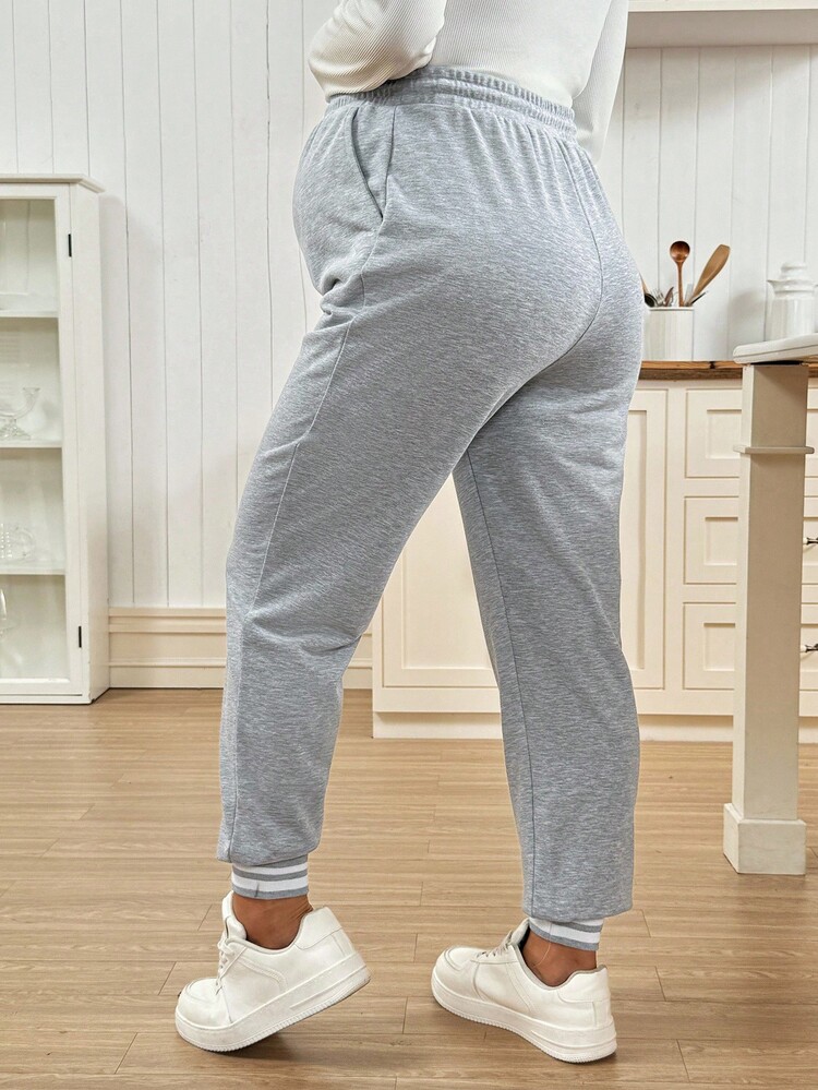 SHEIN Pantalones de chándal holgados y cómodos con cordón, versátiles y casuales para maternidad - Gris Claro - Añade 2
