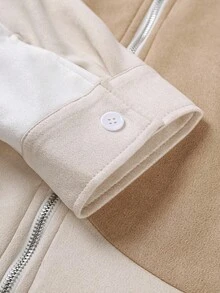 Manfinity EMRG Men's Colorblock Zip-Up Jacket, Streetwear Style Cropped Jacket Zip Up Jacket Crop Top Jacket Men Cropped Zip Up Jacket Mens Cropped Jacket Zip Up Cropped Jacket, Beige Zip Up, Graphic Jacket Zip Up, Men Crop Jacket - Multicolor - View 6