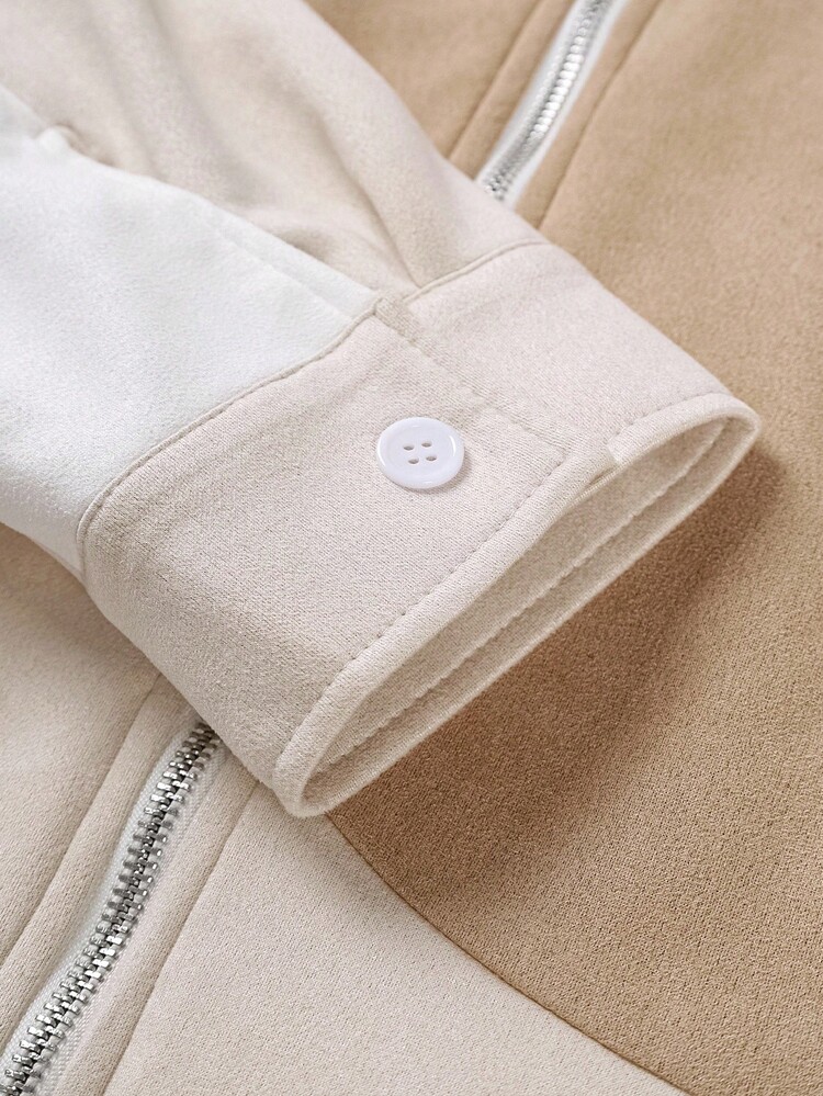 Manfinity EMRG 男士拼色拉链夹克，街头风格短款夹克拉链夹克短款上衣夹克男士短款拉链夹克男士短款夹克拉链短款夹克 - 彩色 - 查看 6