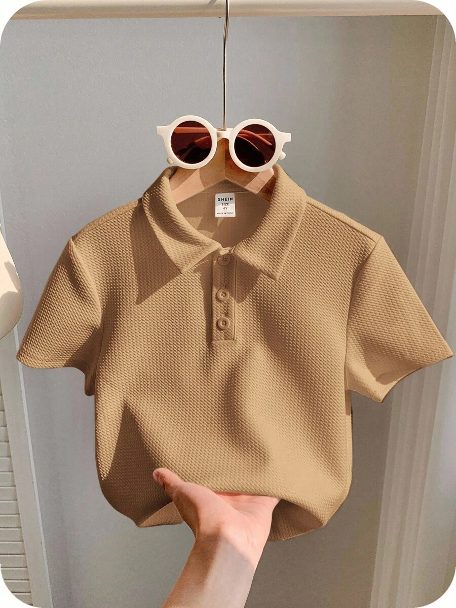 1 Stück Kleine Jungen Lässig Sport College Art Retro Textil Kurzarm Poloshirt, geeignet für Einschulung, Geburtstagsfeiern, Abendveranstaltungen, Aufführungen, Hochzeiten, Taufen, Eröffnungszeremonien, Alltagsnutzung, Schule, Reisen, Sport, Frühling und Sommer