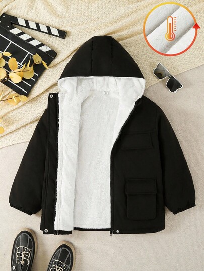 Tween Boys' Casual Warm Lined Hooded Winter Coat Fall