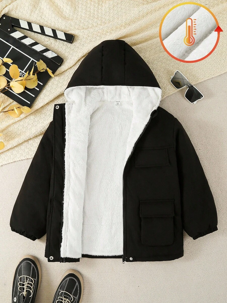 男童休闲保暖连帽冬季外套 - 彩色 - 查看 1