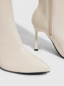 CUCCOO SZL Silver Gray Fashionable Women's Knee-High Heeled Boots - White - View 5