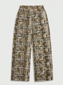 ROMWE MEN Prep Men's Colorblock Printed Plaid Pants - Multicolor - View 2