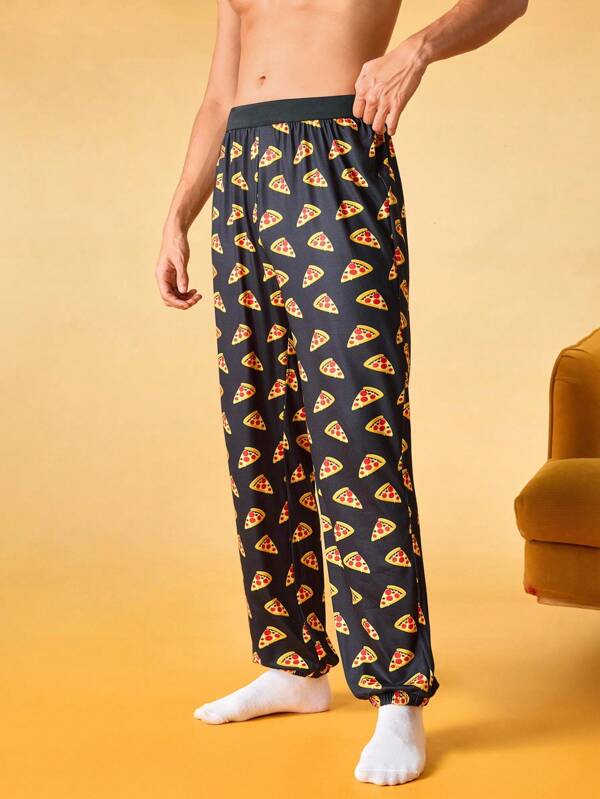 NotGurli Mens Funny Cute Cartoon All Over Print Sleep Pants Long Loungewear Bottoms With Slight Stretch Fabric, Fall, Winter