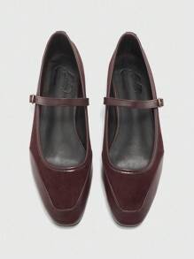 CUCCOO BIZCHIC Nouvelles chaussures plates à bout carré laqué pour le travail et les déplacements, printemps/automne