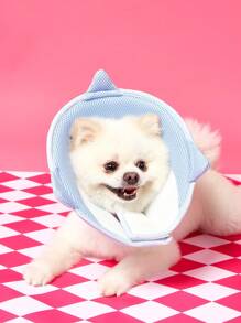 PETSIN Collar Isabelino azul para mascotas, cono protector para gato después de cirugía anti-lamido y anti-mordida, protector de cabeza, collar suave con volante en forma de tiburón para perros - Multicolor - Ver 4