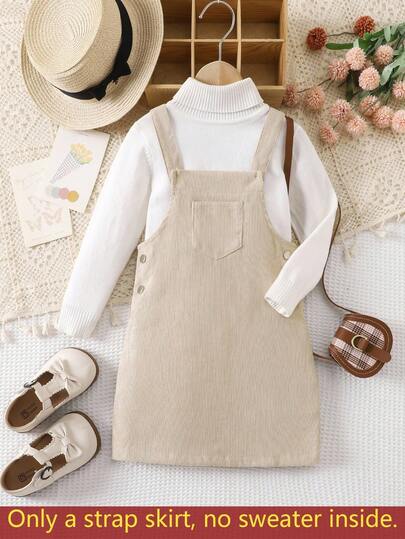 Sparklyn 女童简约百搭吊带裙，适合秋冬季