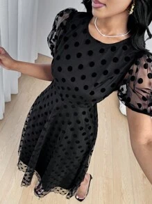 SHEIN Lady Váy midi cho nữ, trang phục công sở thường ngày cho nữ, trang phục công sở cho nữ, trang phục đi chơi cho nữ, trang phục sân bay cho nữ, trang phục du lịch, trang phục sân bay, trang phục trở lại trường, trang phục hòa nhạc đồng quê, trang phục đêm hẹn hò cho nữ - màu đen - Xem 4