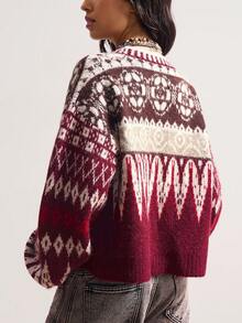 Bohemela Áo khoác len dệt kim khối màu đỏ Angola cổ điển thường ngày BOHO dành cho nữ, Áo khoác len dệt kim tay dài Boho Fair Isle thời trang thu/đông, Phong cách đồng quê miền Tây, Kỳ nghỉ hòa nhạc cho mùa thu/đông, Thích hợp mặc khi đi nghỉ & mặc hàng ngày & trở lại trường, Halloween, Thu - Nhiều màu - Xem 8