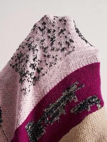 Bohemela 女式拼布印花圆领长袖毛衣 - 杏色 - 查看 8