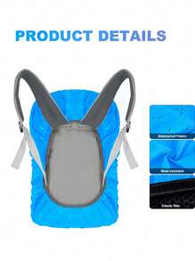 1 Pieza Mochila negra impermeable y antifouling de 15-75L, Cubierta antipolvo para bolsa de viaje, senderismo y montañismo al aire libre, Cubierta protectora plegable para mochila con tiras reflectantes, Adecuada para exteriores, montañismo, transporte, escuela, hogar, almacenamiento de viaje - Azul - Ver 8