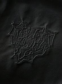 PAVTROS Manfinity Streetrush Men's Street-Style Popular INS Matching Spider Web & Heart Embroidered Top, Loose Fit, Boyfriend/Husband Gift, Anniversary Gift, 2000s Style